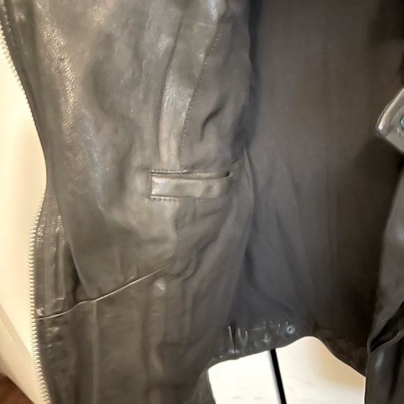 All Saints Conroy Leather Jacket Size 4 XS Ink - Picture 5 of 10